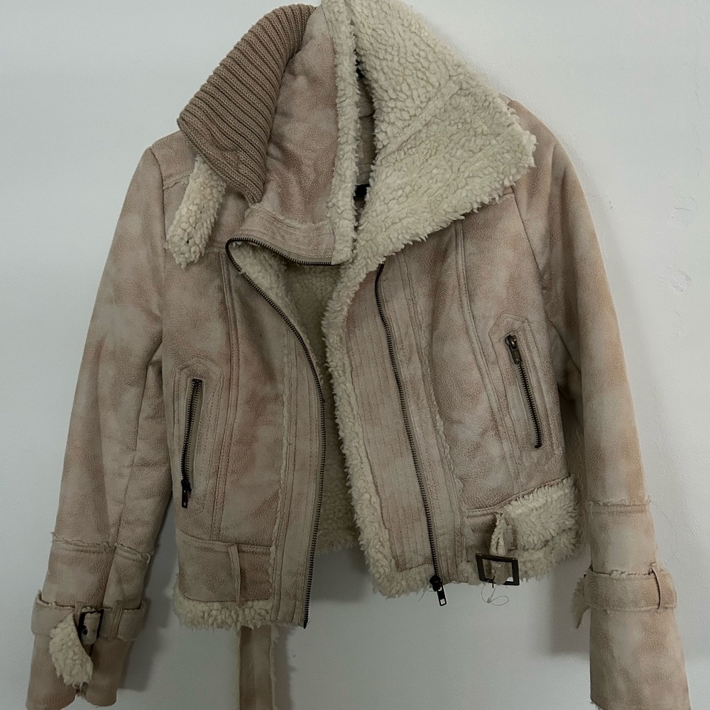 Beige Moto Jacket
